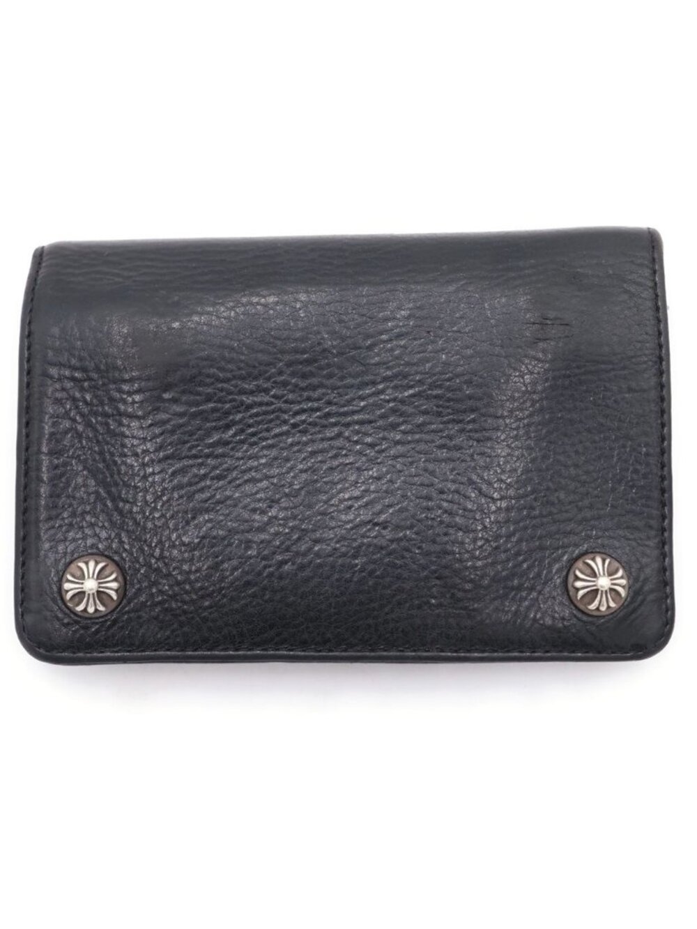 Chrome Hearts Cross Ball Button Leather Wallet Black